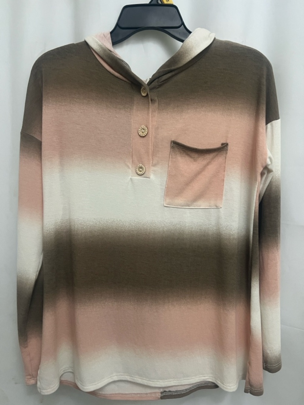 Sew In Love Ombre Stripe Hooded Pullover in Brown, Pink, White